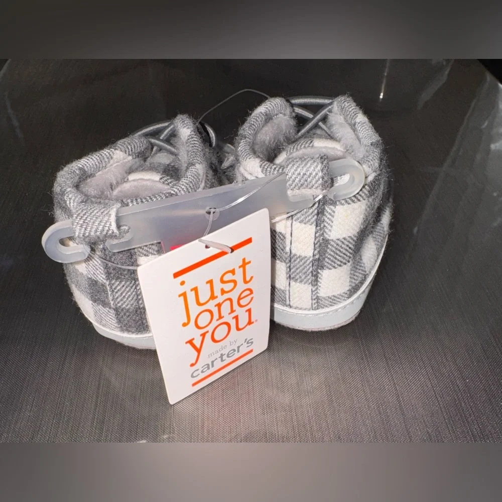 Carter's Plaid Baby Shoes - Black and White